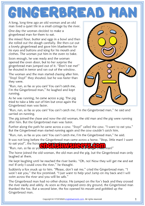 Gingerbread Man Story Printable Printable Templates Wonderland