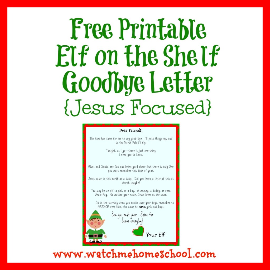 Goodbye Elf Letter Free Printable