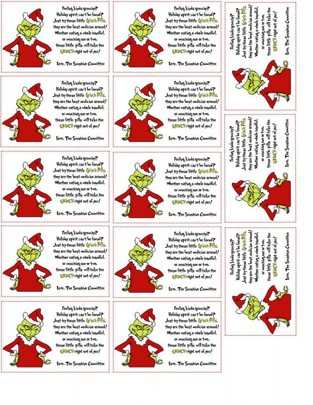 Grinch Pills Free Printable Template