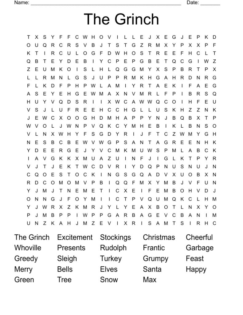 Grinch Word Search Free Printable Word Search Maker