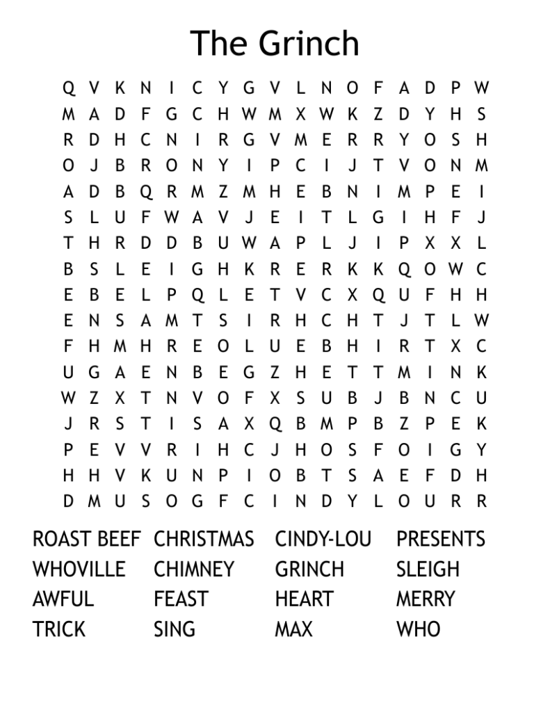 Grinch Word Search Free Printable Word Search Maker