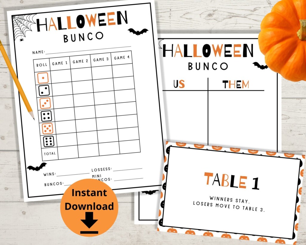 Halloween Bunco Bunco Score Cards Printable Bunco Game Fall Bunco 