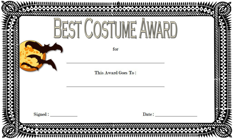 Halloween Costume Certificate Template Free 4 Intended For Amazing Best 