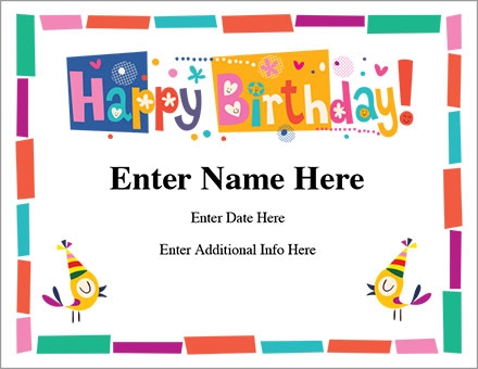 Happy Birthday Certificate Printable Farrah Printable