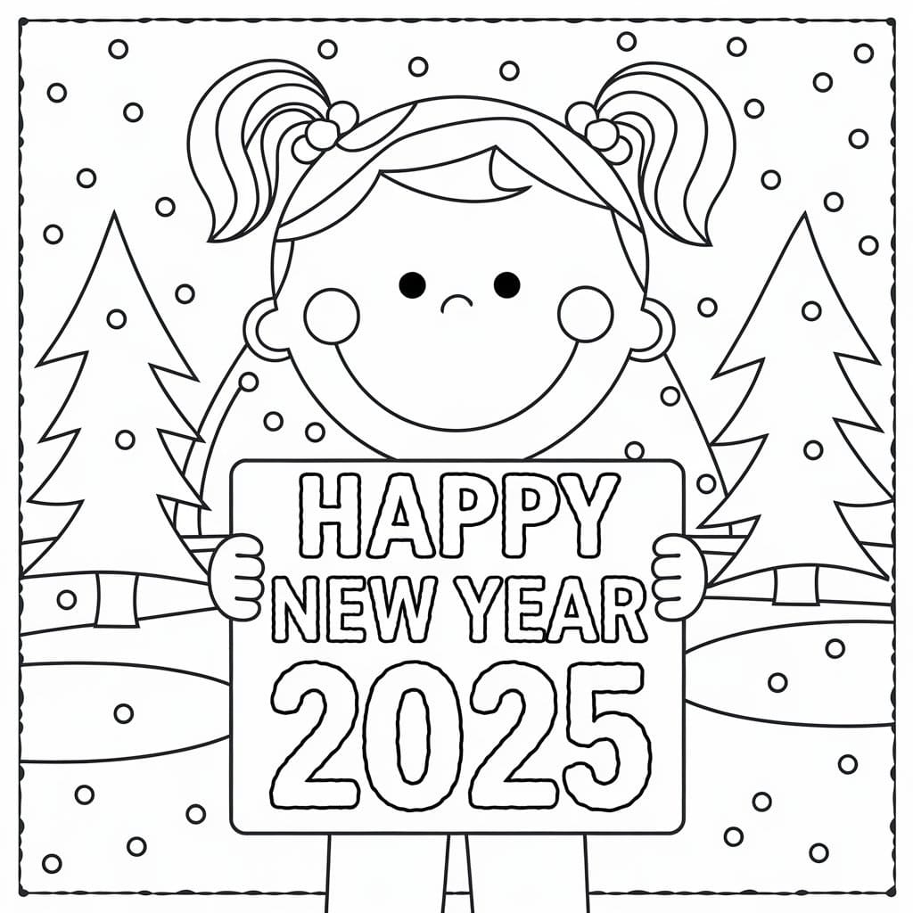 Happy New Year 2025 Coloring Pages Printable Free Download The Lucky