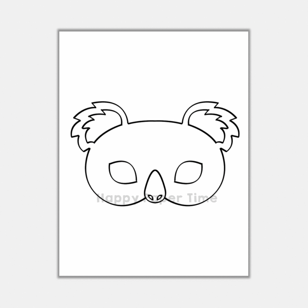 Koala Paper Masks Printable Australian Animal Coloring Craft 