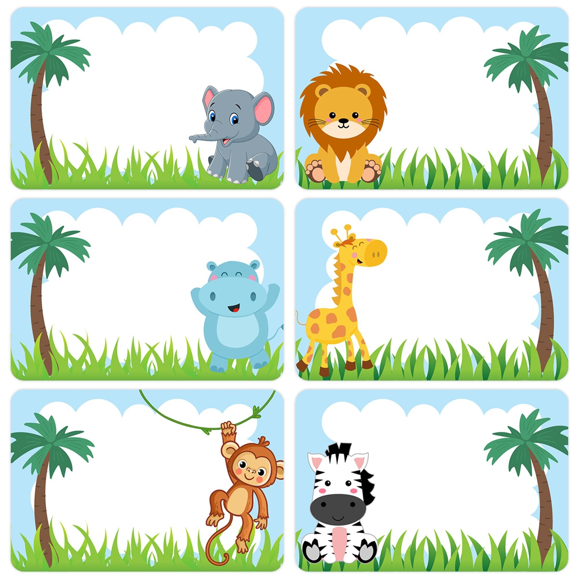 Lucleag 180 PCS Animal Name Tags Stickers Self Adhesive Cute Jungle