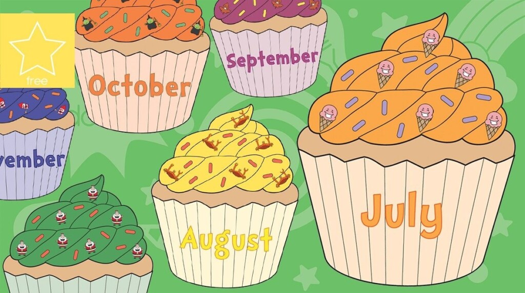 Monthly Birthday Month Cupcakes Printables