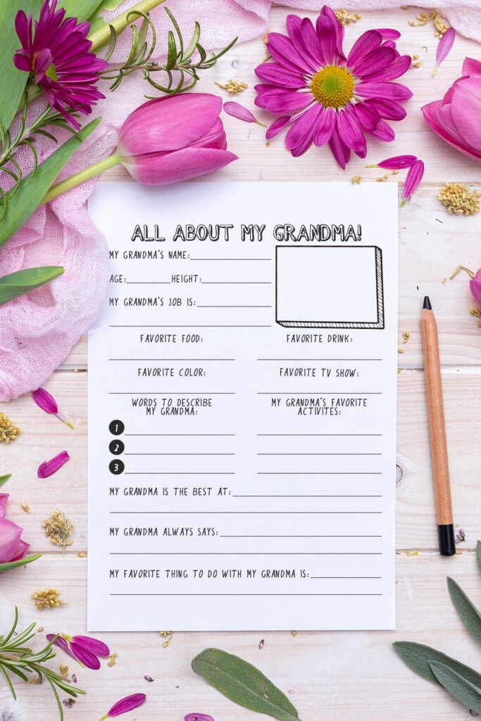 Mothers day all about my mom printable grandma version Mom Envy
