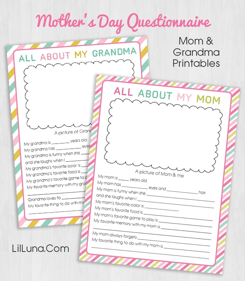 Mothers Day Printable Questionnaire Mother S Day Questionnaire A FREE 