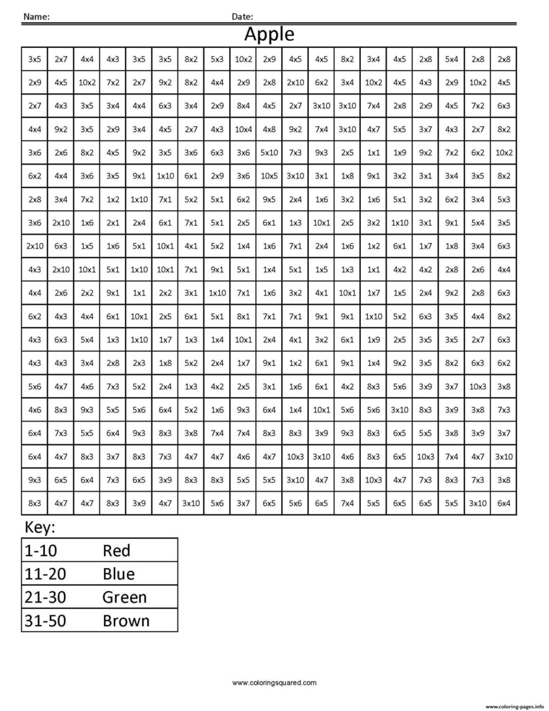 Multiplication Color By Number Printable