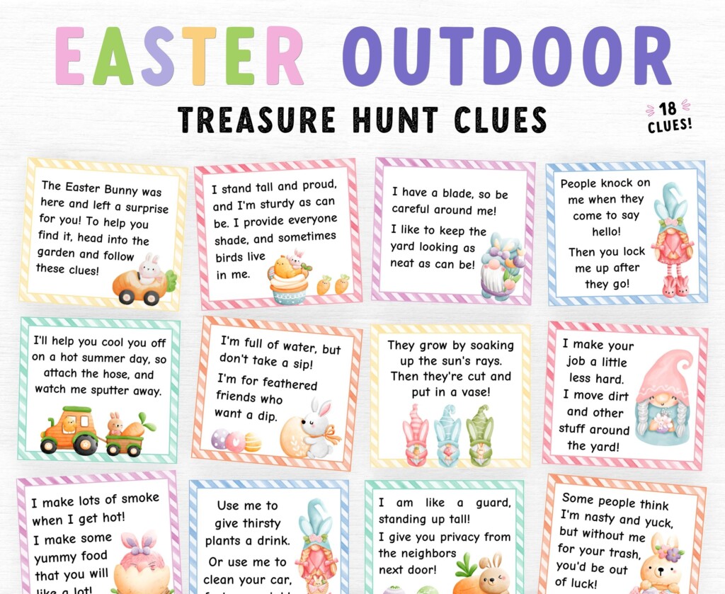 Outdoor Easter Treasure Hunt Clues Easter Scavenger Hunt For Kids 