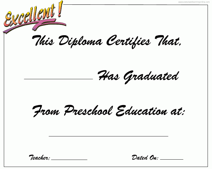 Preschool Graduation Kindergarten Graduation Free Printable Diplomas Pre K