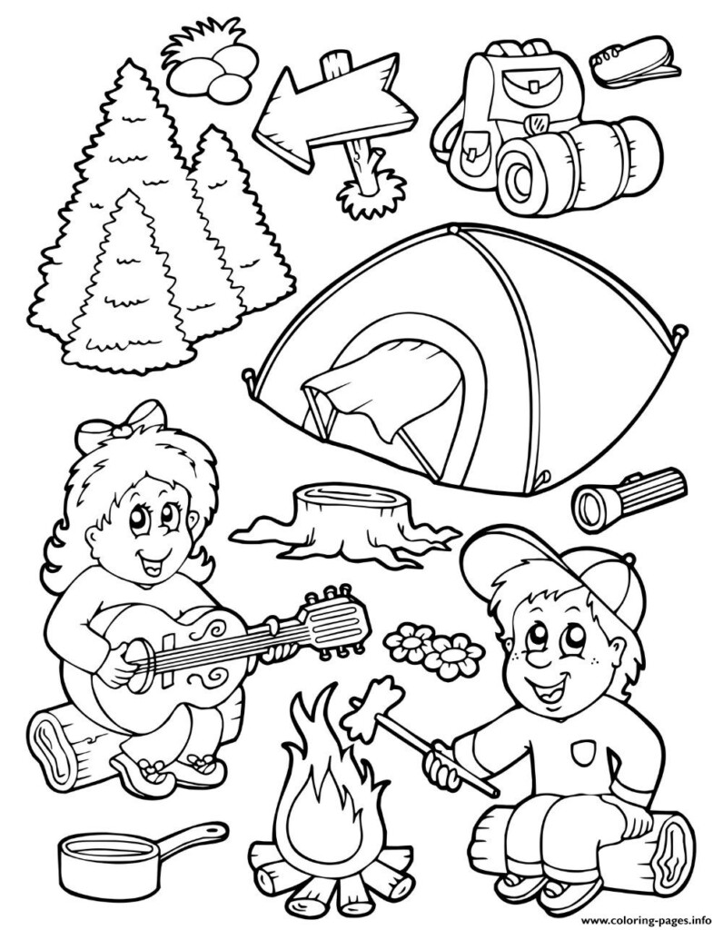 Preschool S Camping In Summer Seasonbbef Coloring Page Printable