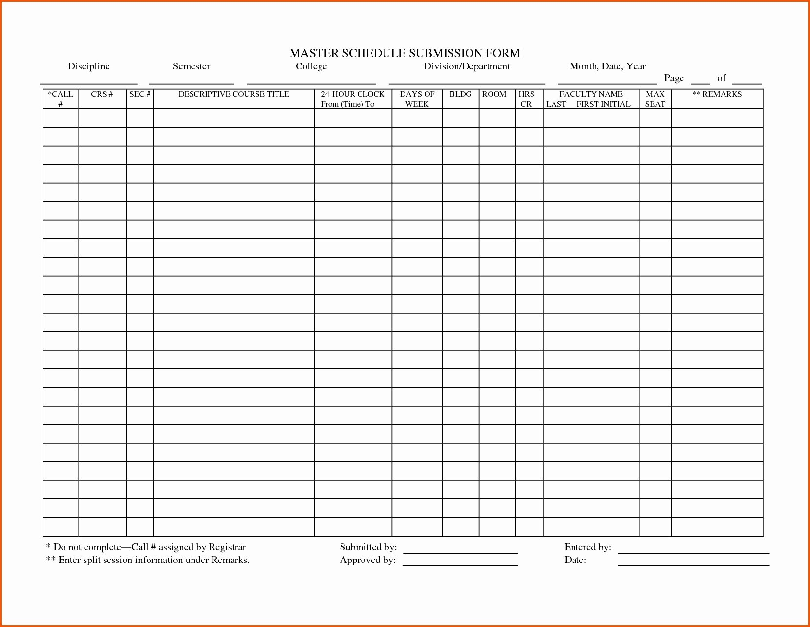 Printable 24 Hour Report Sheet