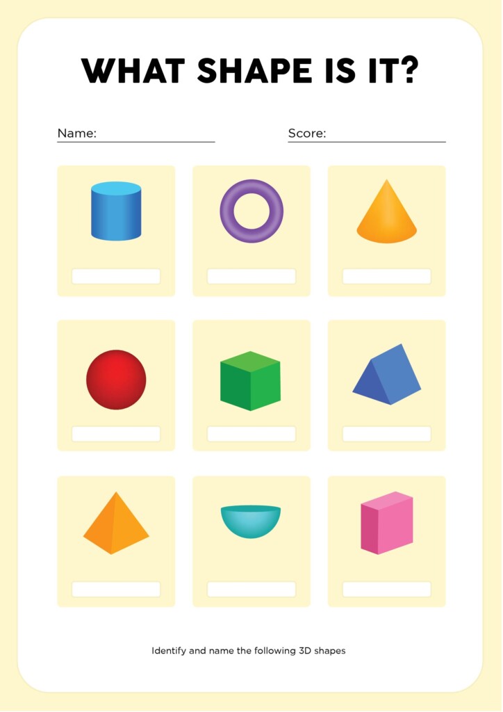 Printable 3D Shapes Worksheet