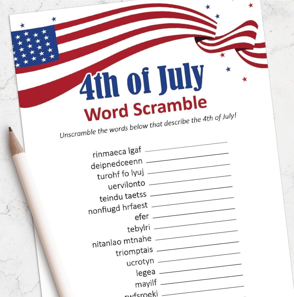 Printable 4th Of July Word Scramble Free Photo Free Download And 