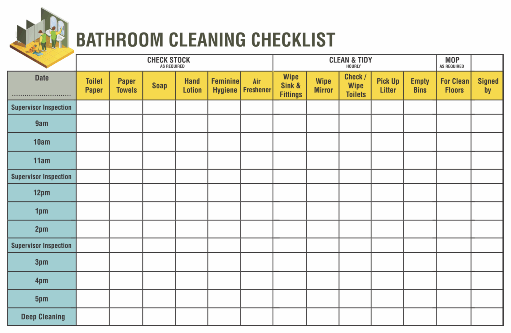 Printable Bathroom Cleaning Log Lincoln Blundstone