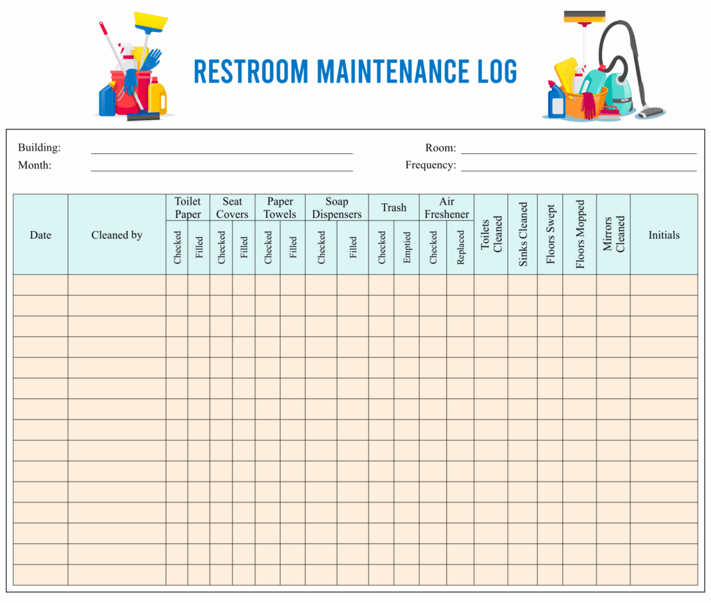 Printable Bathroom Cleaning Log Printable Word Searches