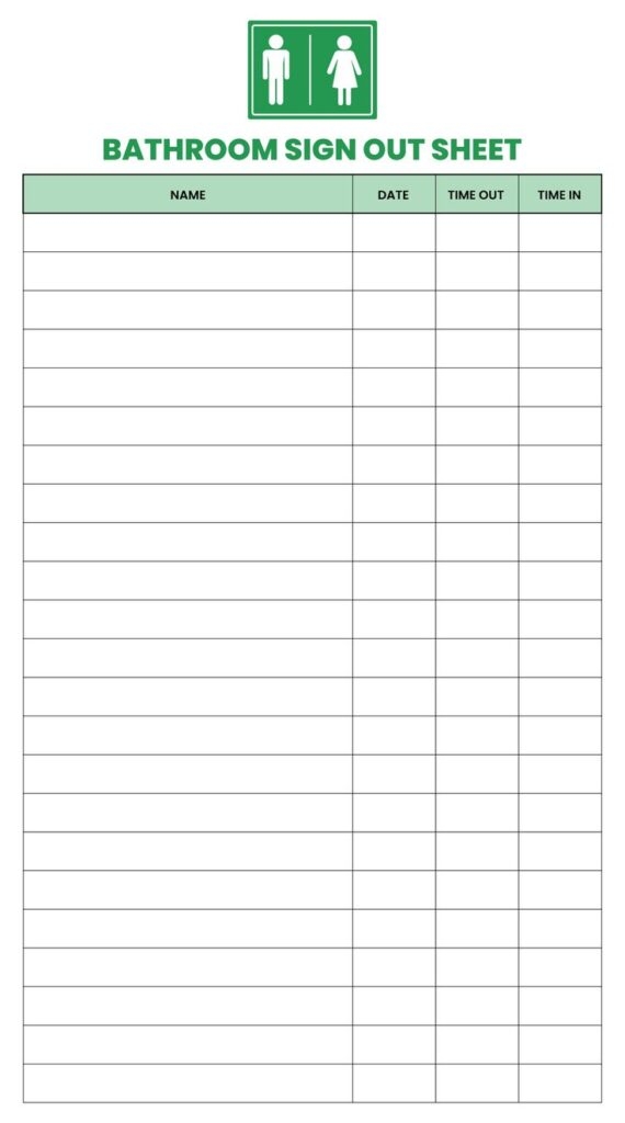 Printable Bathroom Sign Out Sheet Printable JD