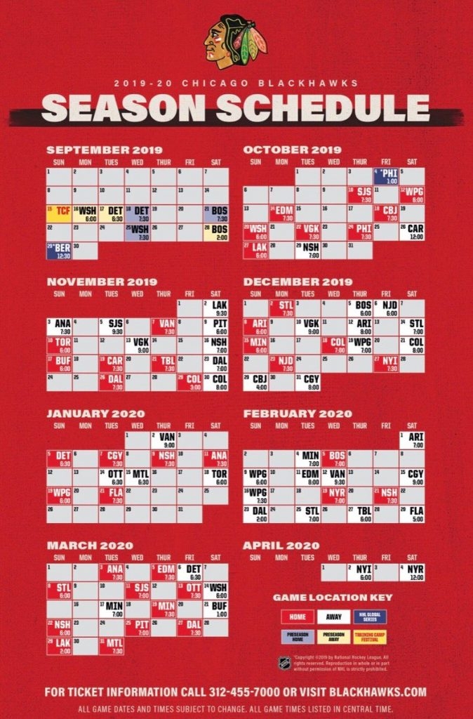 Printable Blackhawks Schedule 2021 2022 FreePrintableTM 