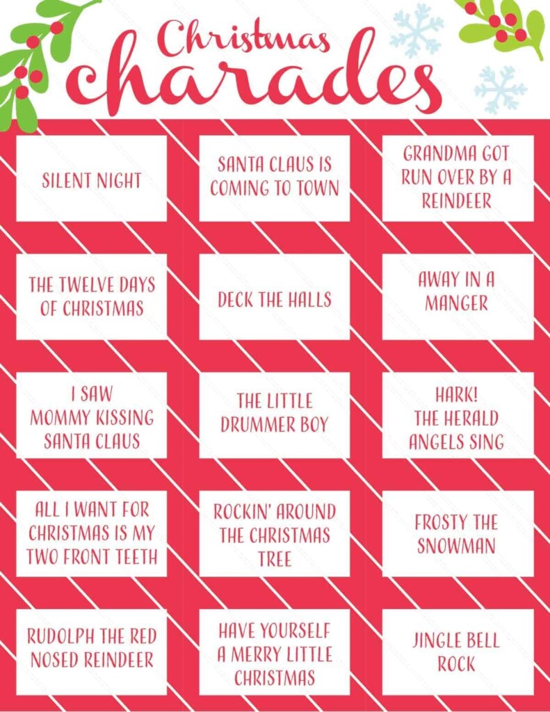 Printable Charades Game Calendar Printables