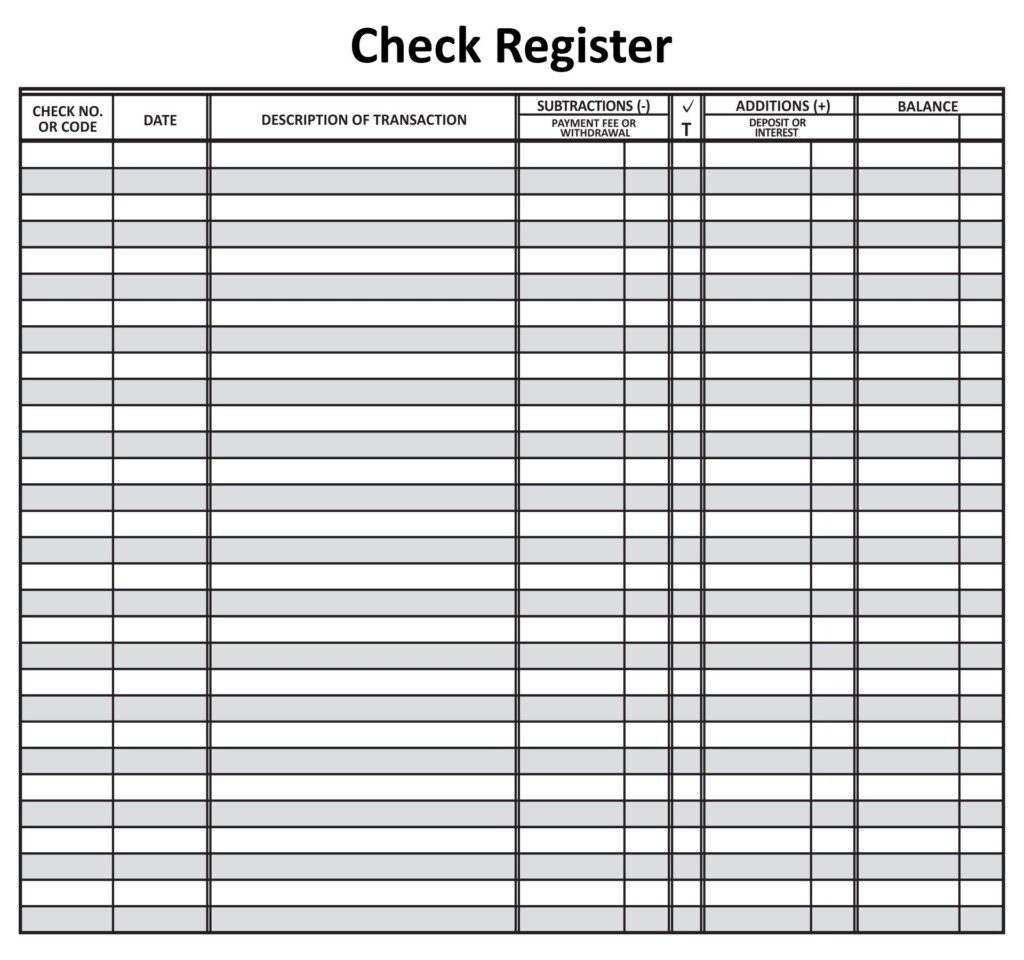 Printable Check Register Printable JD