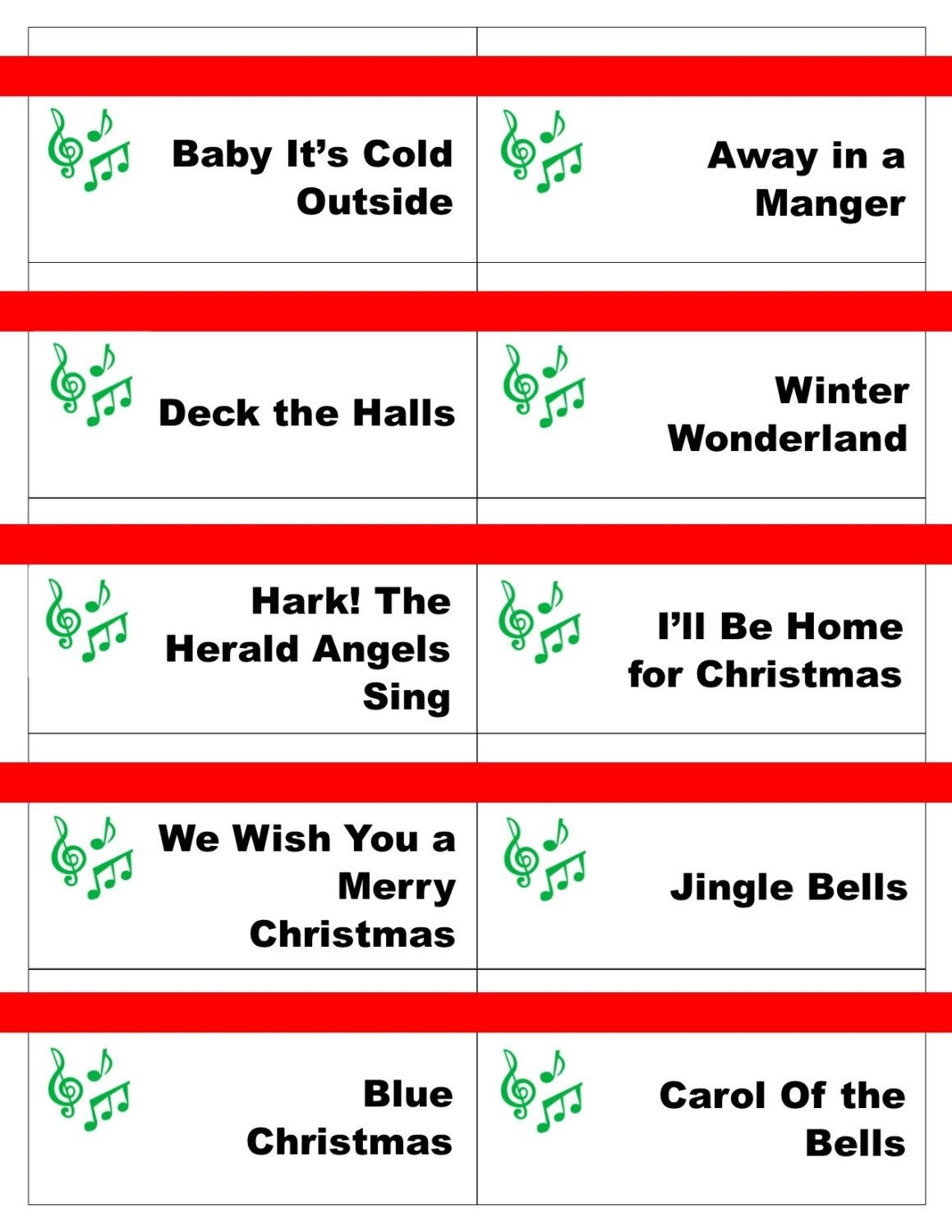 Printable Christmas Game Cards For Pictionary Or Charades Hangman