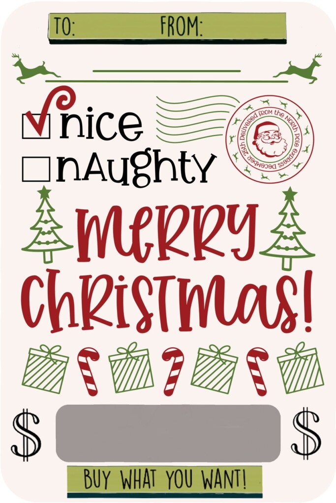 Printable Christmas Money Cards