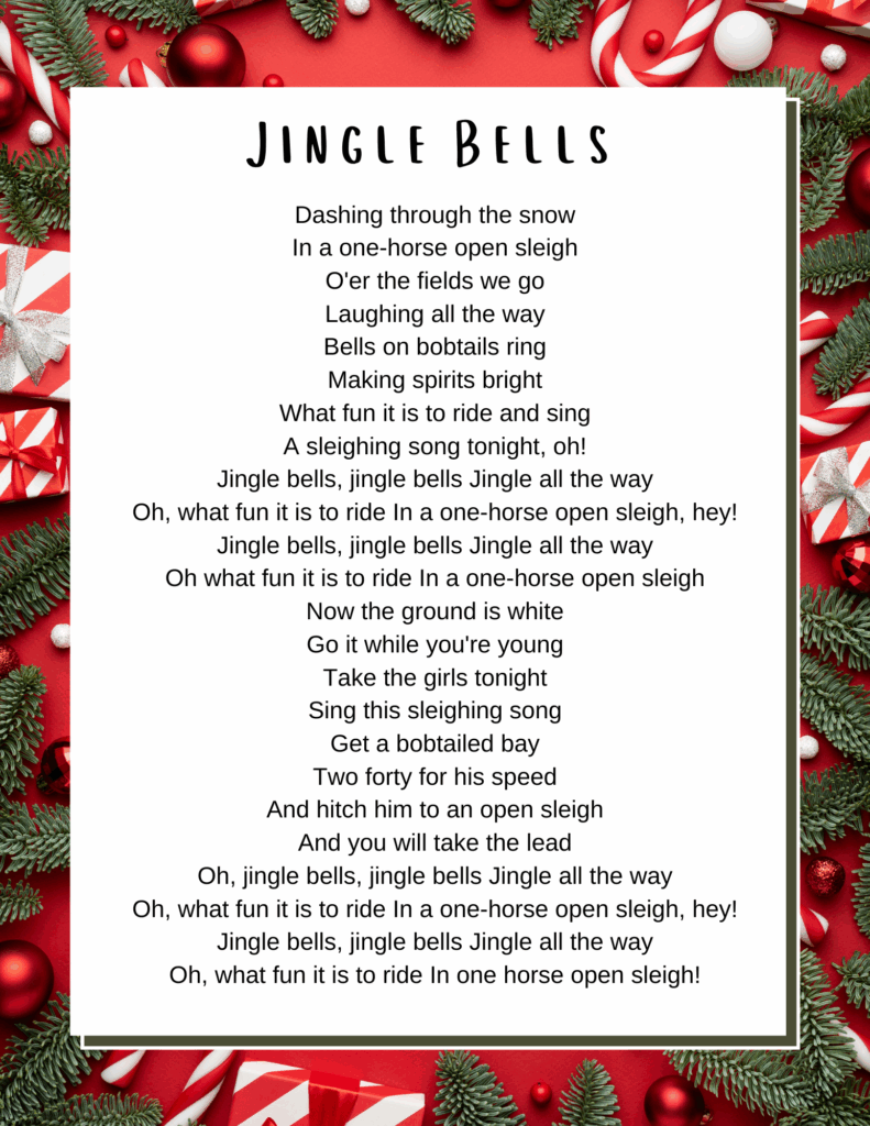 Printable Christmas Song Lyrics FREE Printable A Z