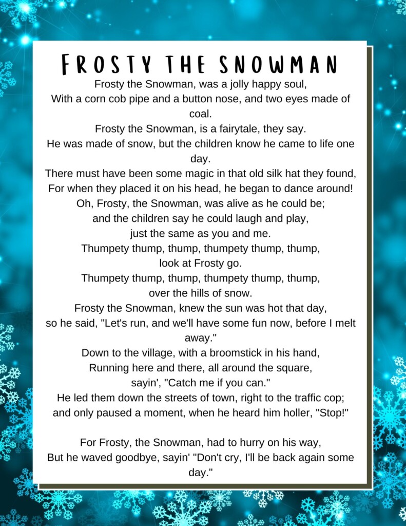 Printable Christmas Song Lyrics FREE Printable A Z