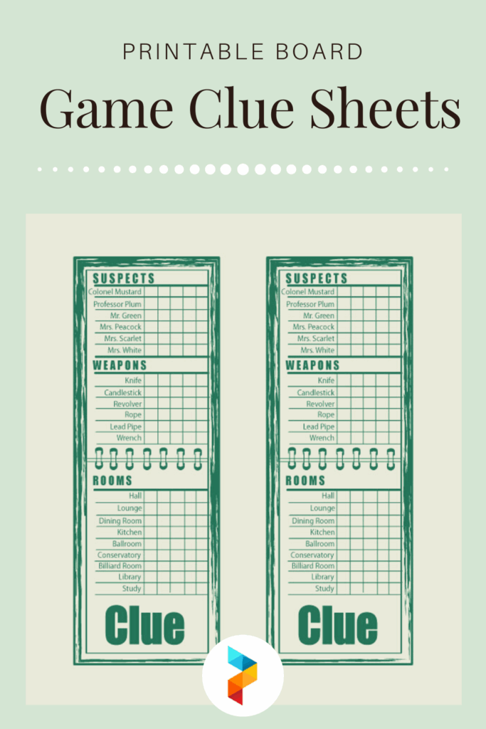 Printable Classic Clue Game Sheets Free Printable Templates