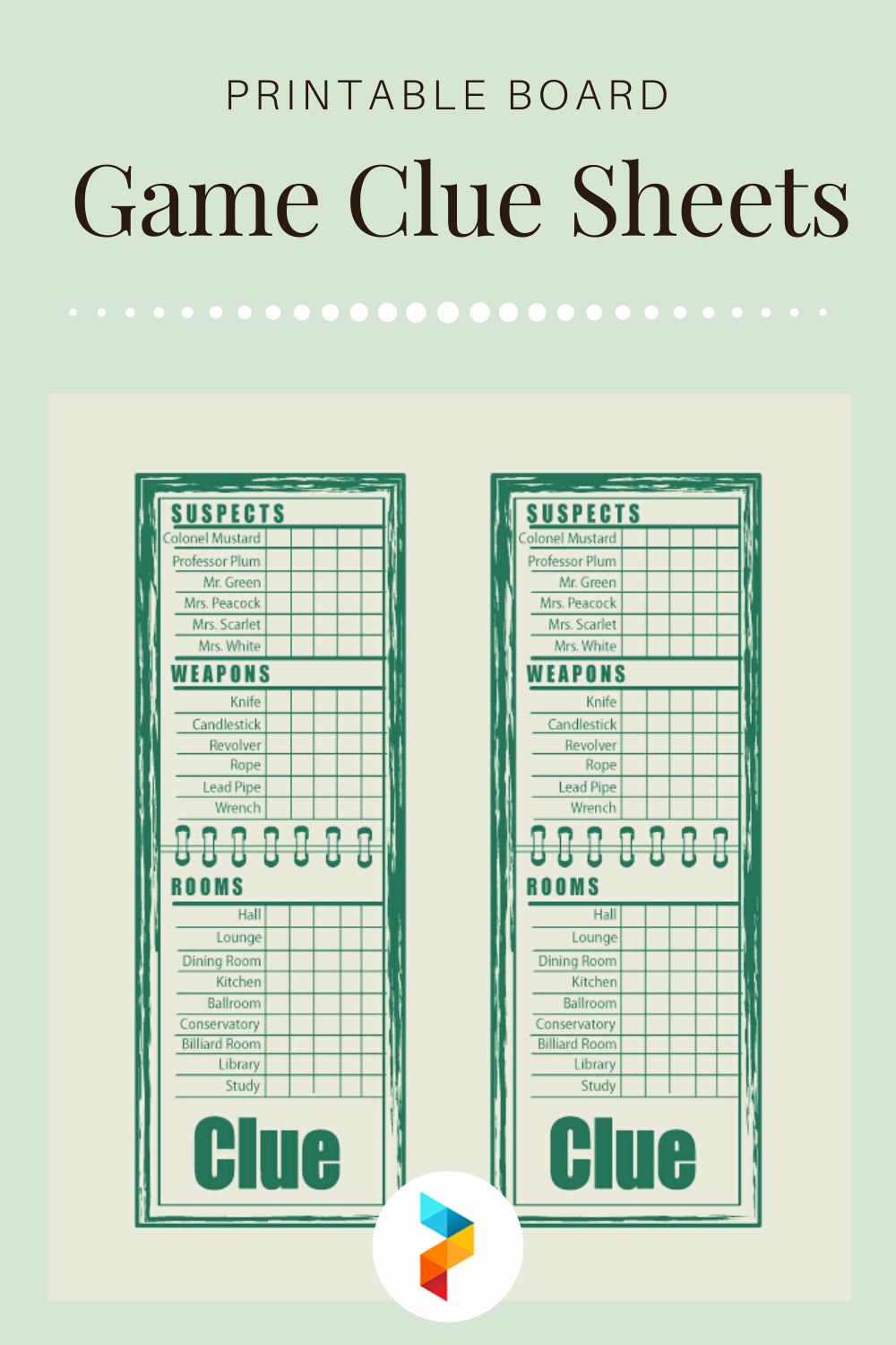 Printable Classic Clue Game Sheets Free Printable Templates