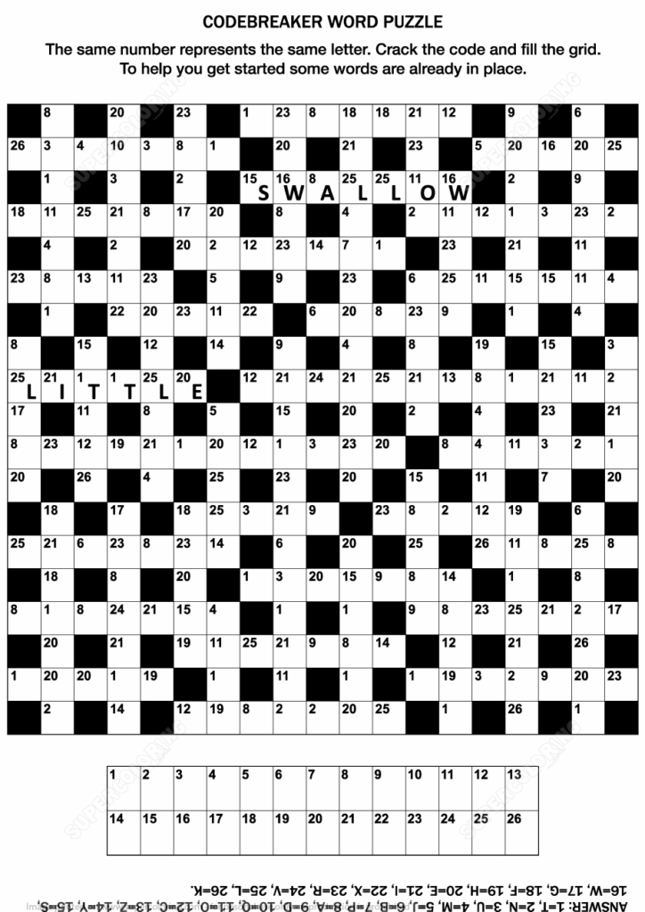 Printable Codeword Puzzles Printable Crossword Puzzles