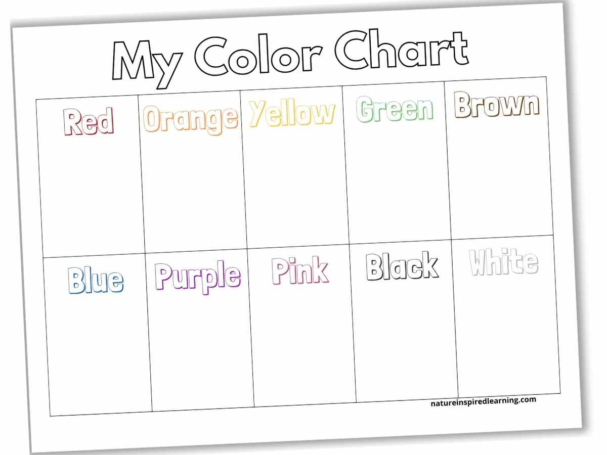 Printable Color Chart Pdf Infoupdate