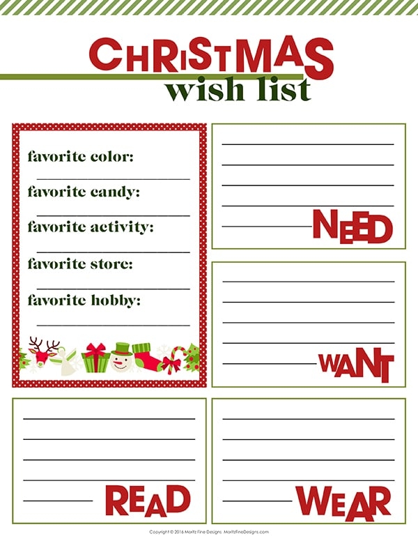 Printable Coloring Christmas Wish List