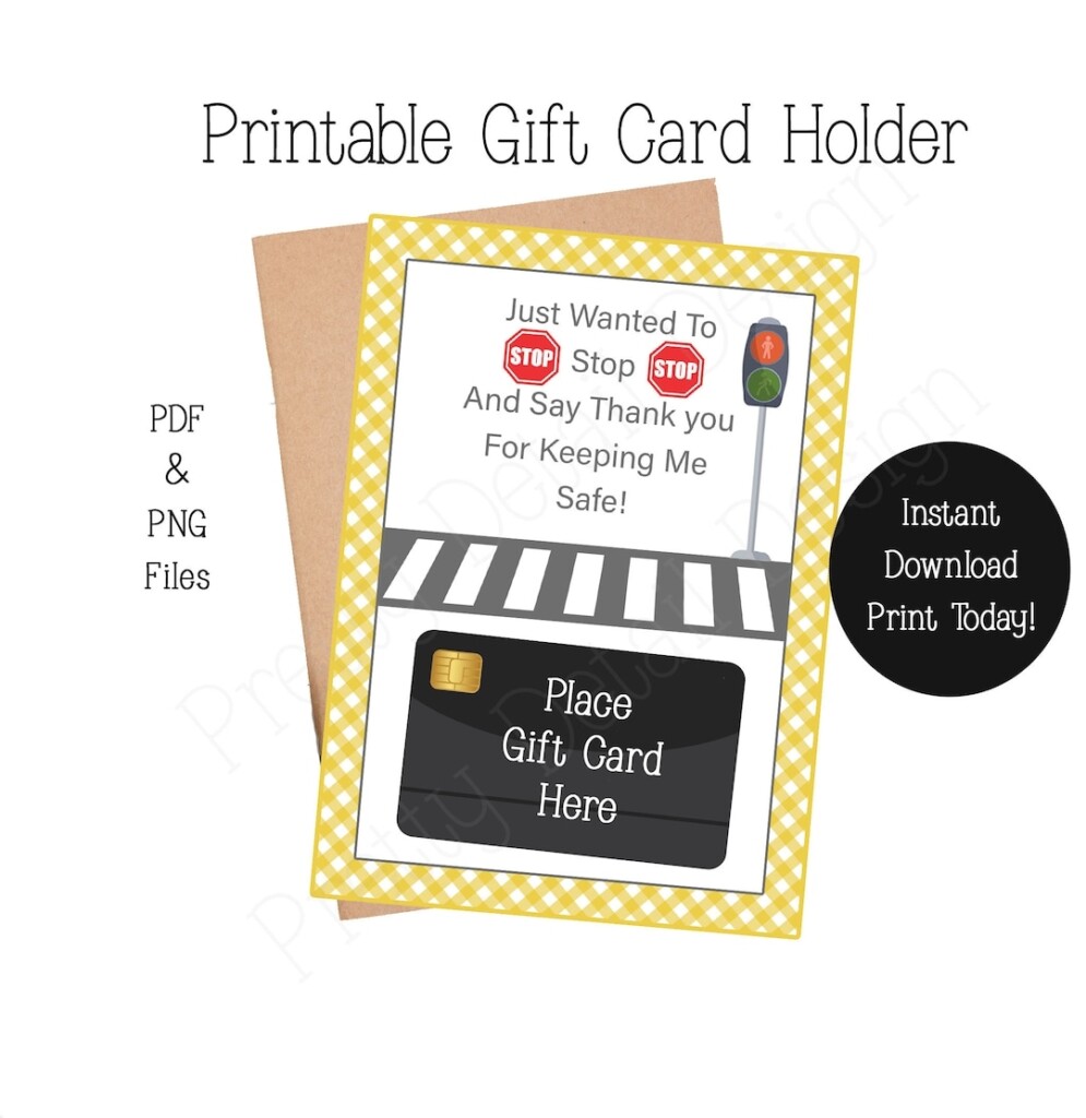 PRINTABLE Crossing Guard Thank You Gift Card Holder Gift For Crossing 