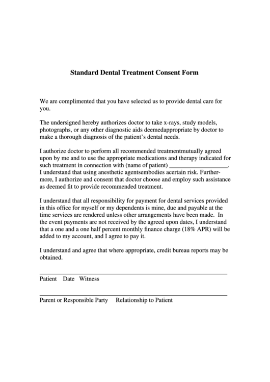 Printable Dental Consent Forms Printable Forms Free Online