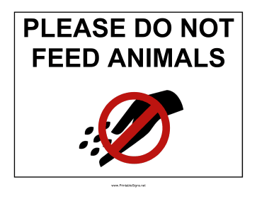 Printable Do Not Feed Animals Sign