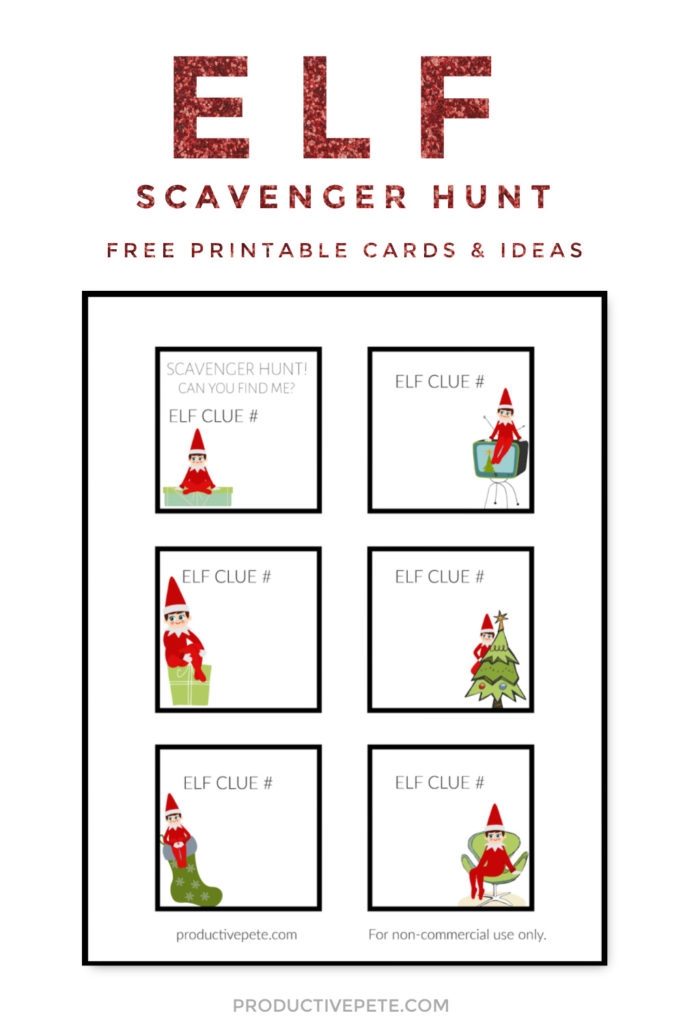 Printable Elf On The Shelf Scavenger Hunt Cards Ideas Productive Pete