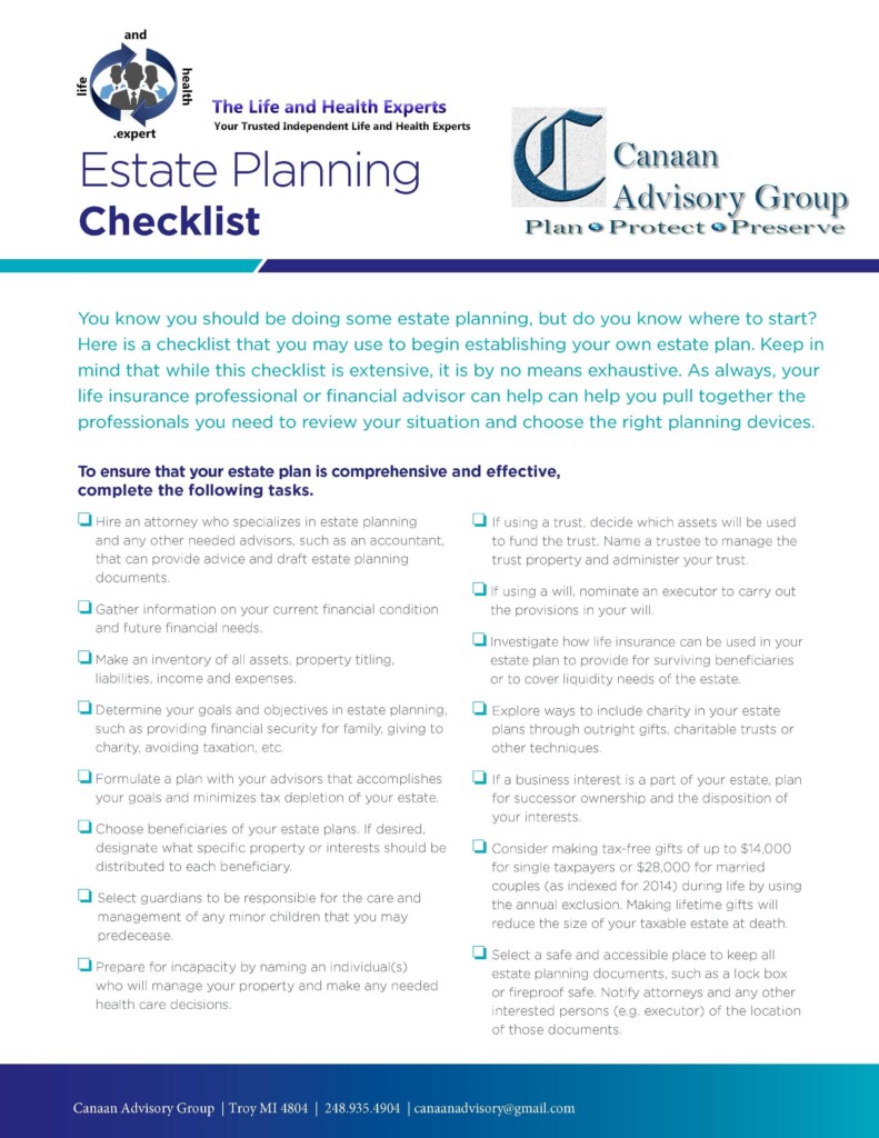 Printable Estate Planning Checklist