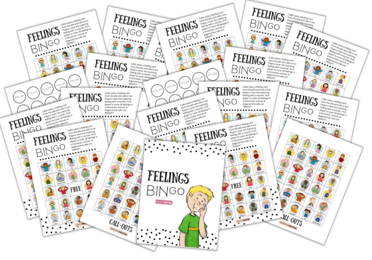 Printable Feelings Bingo Game 24 Cards Mindfulmazing