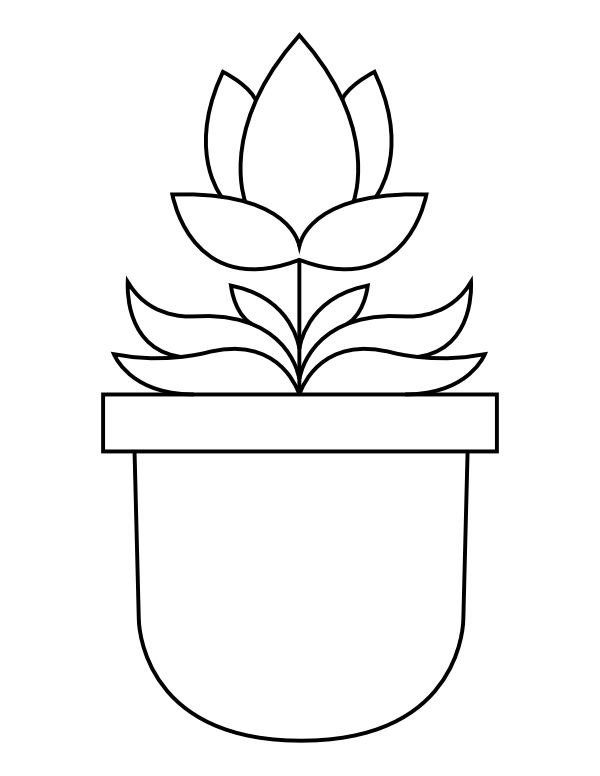 Printable Flower In Pot Coloring Page
