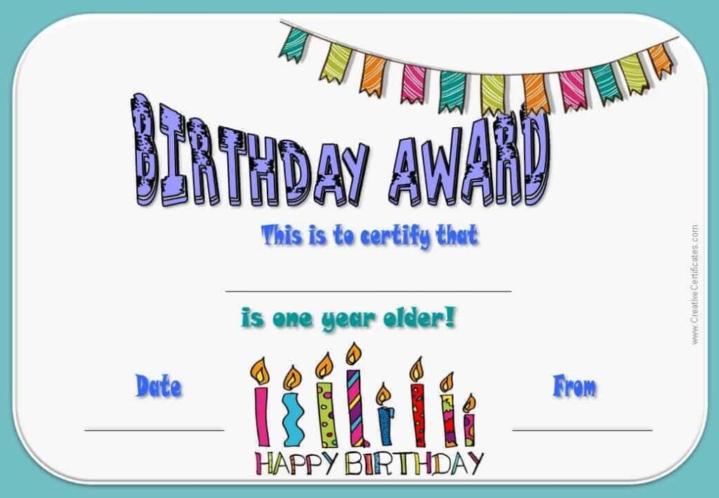 Printable Happy Birthday Certificate