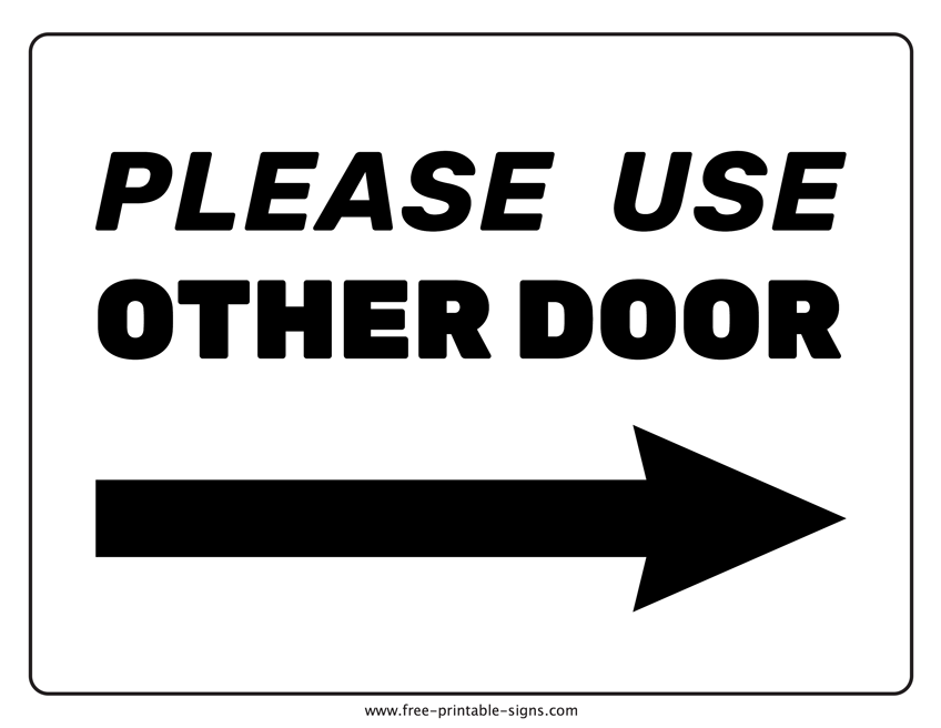 Printable Other Door Sign With Right Arrow Free Printable Signs