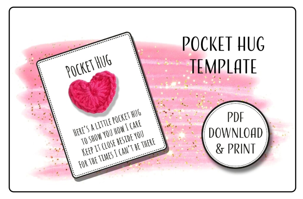 PRINTABLE Pocket Hug Crochet Poem Display Card Template Label Tag PDF 