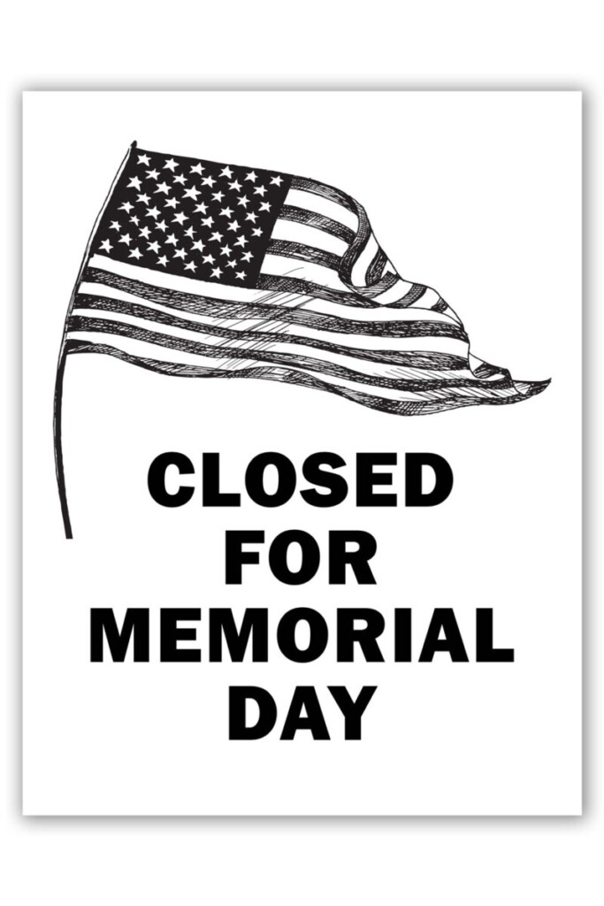 Printable sign closed memorial day example 9 Mom Envy