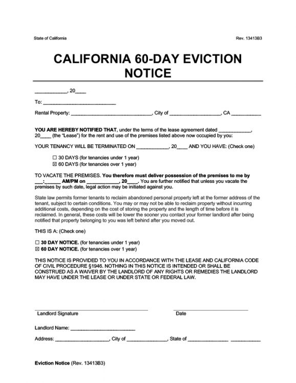 Professional Tenant 60 Day Notice To Vacate Template Doc Sample 