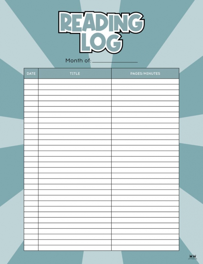 Reading Log Printable Free FREE Printable HQ