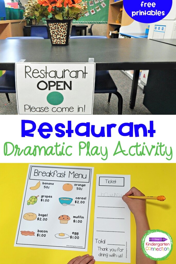 Restaurant Dramatic Play Activity And FREE Printables